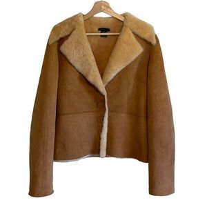 SHERI Bodell Dyed Lamb Shearling Jacket Coat Cropped Fur Tan Large